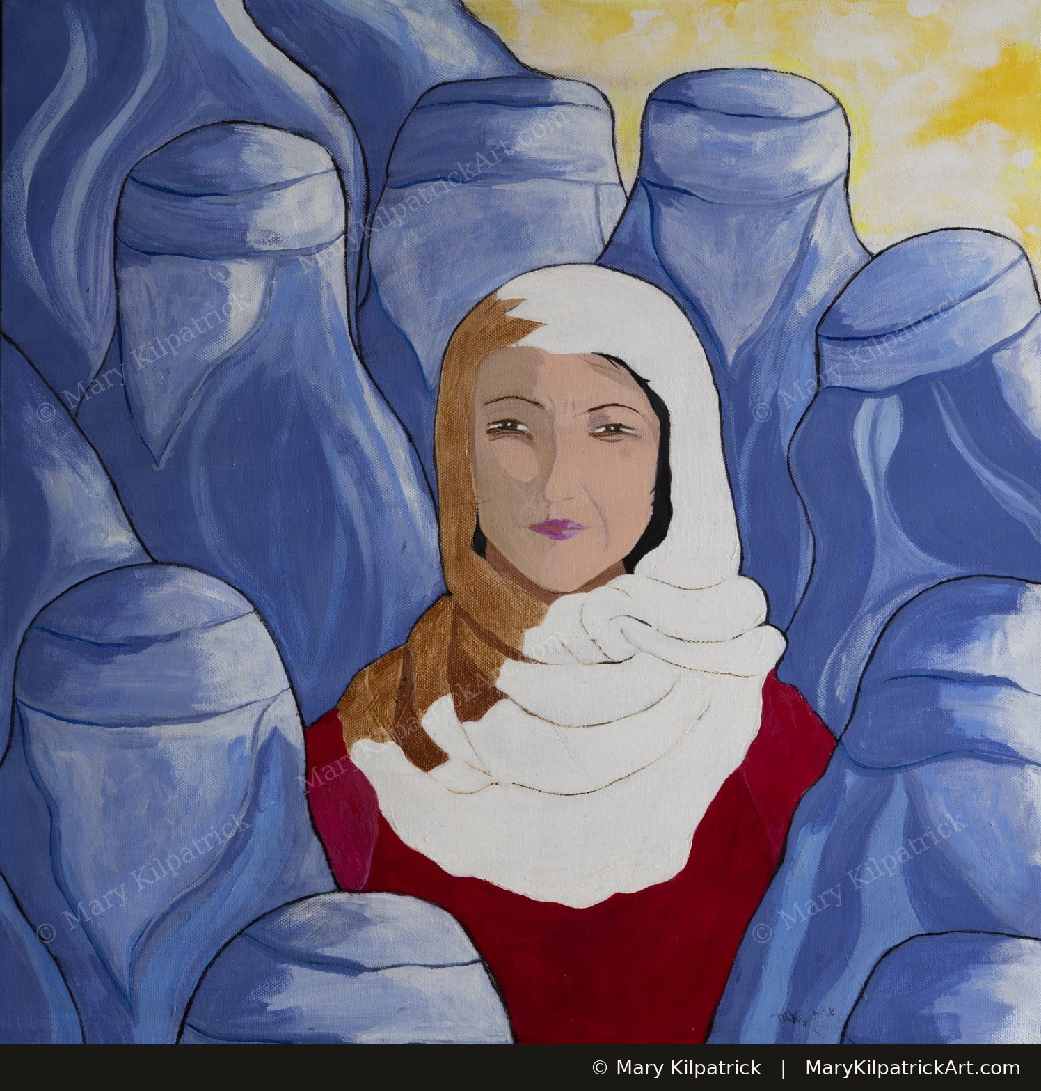 Original figurative painting 'Bravery' by Mary Kilpatrick — Acrylic on canvas, 18 × 18 in