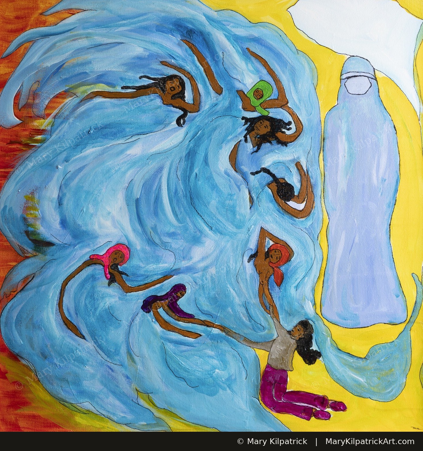 Original figurative painting 'Breaking Away' by Mary Kilpatrick — Acrylic on canvas, 21 × 21 in
