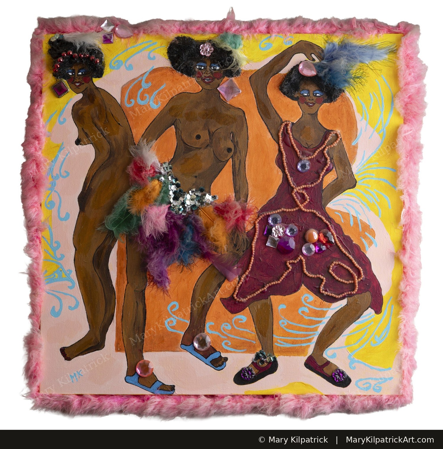 Original figurative painting 'Josephine Baker' by Mary Kilpatrick — Acrylic & mixed media on canvas, 20 × 20 in