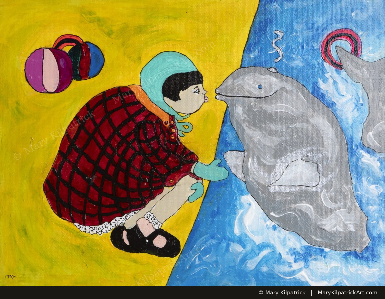 Original figurative painting 'Kissing Cousins' by Mary Kilpatrick — Acrylic on canvas, 16 × 12 in