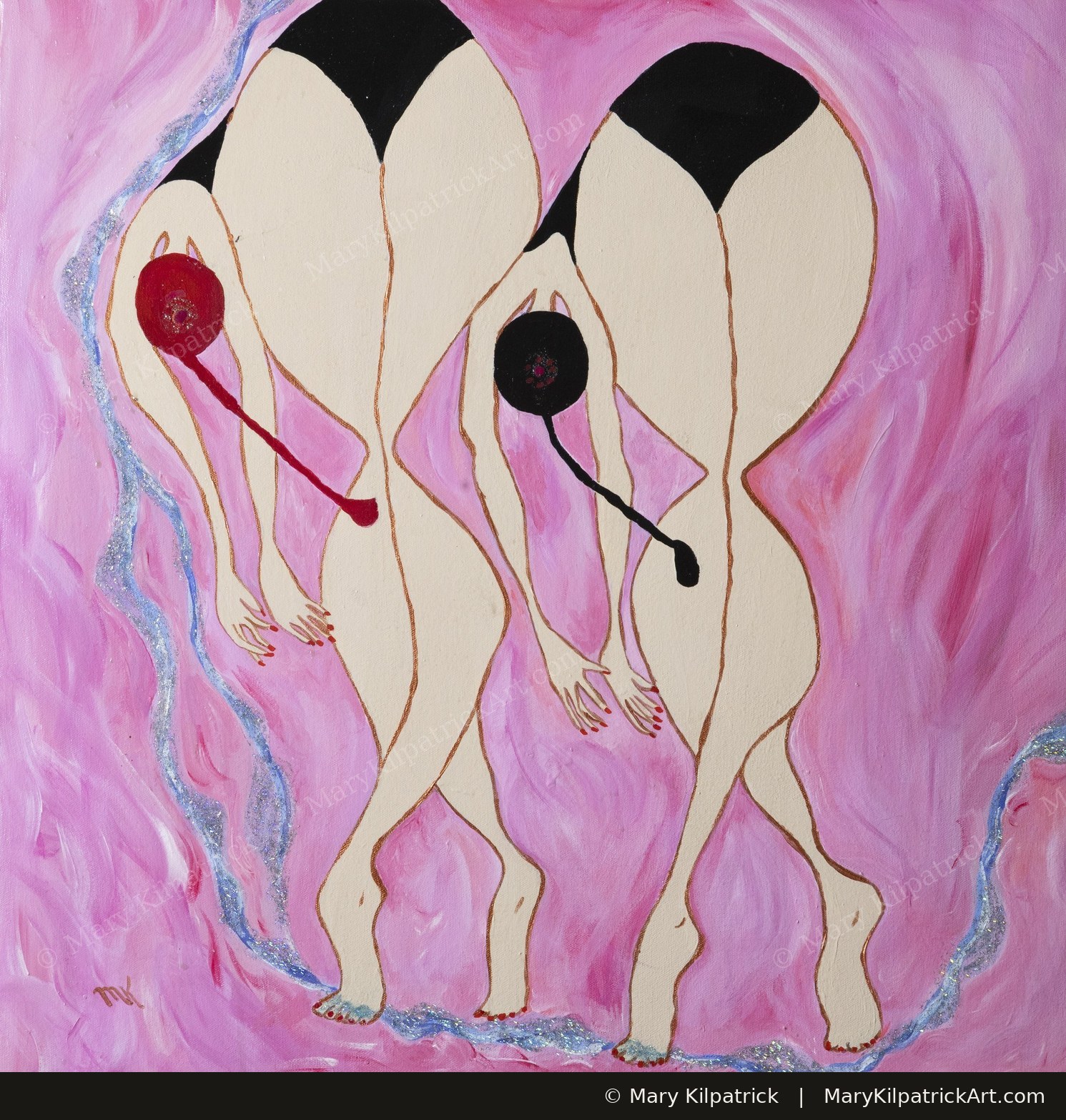 Original figurative painting 'Two Dancers' by Mary Kilpatrick — Acrylic on canvas, 24 × 24 in